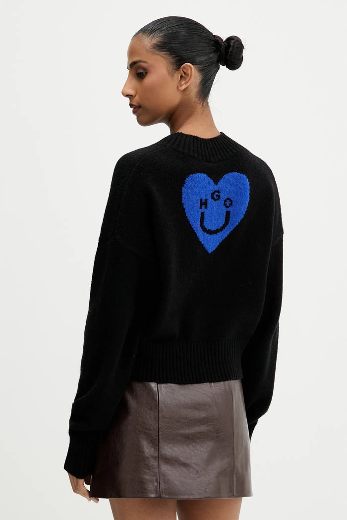 HUGO Blue Pulover de lână Scutie_B negru 50543059
