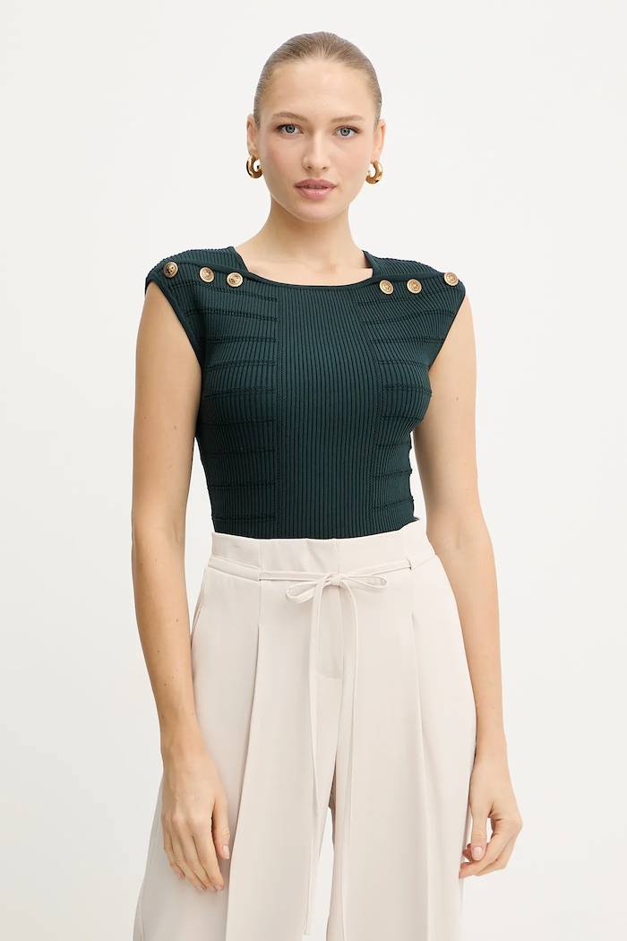 Guess top EVANGELINE z elastanem zielony W5YR12.Z0130