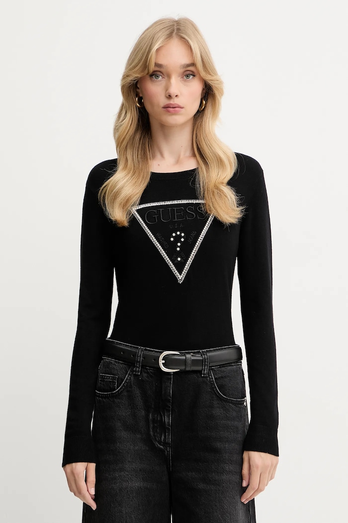 Guess sweter KIARA aplikacja czarny W5YR23.Z2NQ2