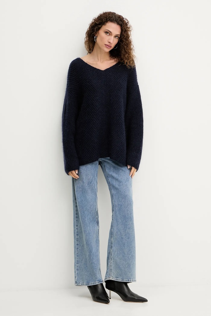 Pinko sweter wełniany 105564.A2S5 granatowy AW25