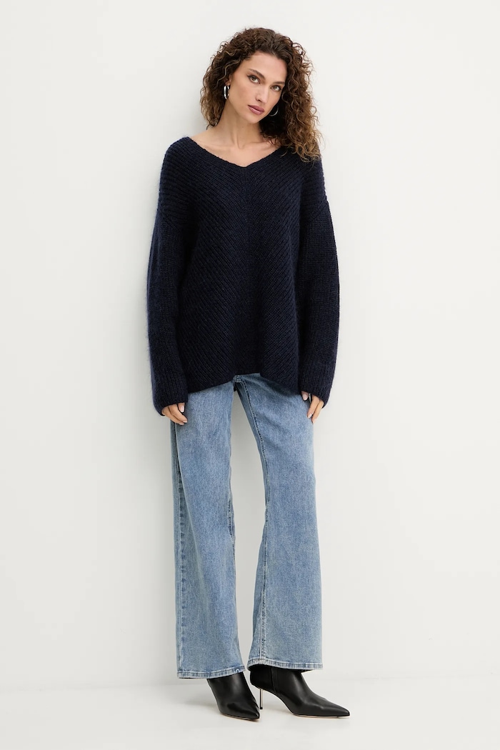 Pinko sweter wełniany 105564.A2S5 granatowy AW25