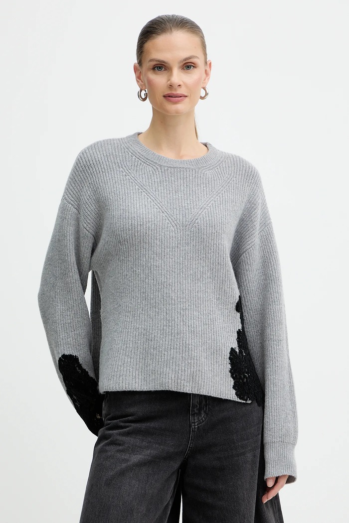 Pulover z dodatkom volne Pinko Srednje debeline siva 105505.A2R1