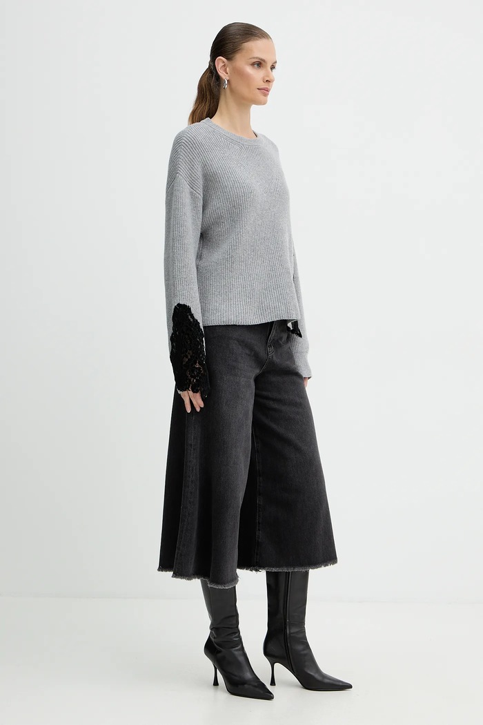 Pulover z dodatkom volne Pinko 105505.A2R1 siva AW25