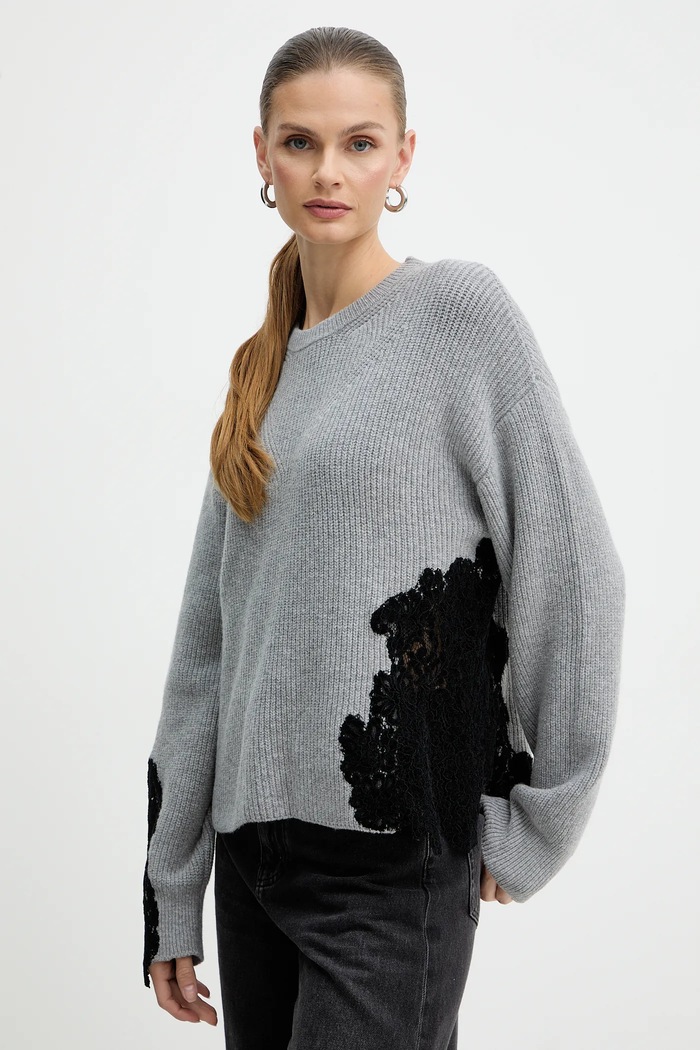 Pulover z dodatkom volne Pinko siva 105505.A2R1
