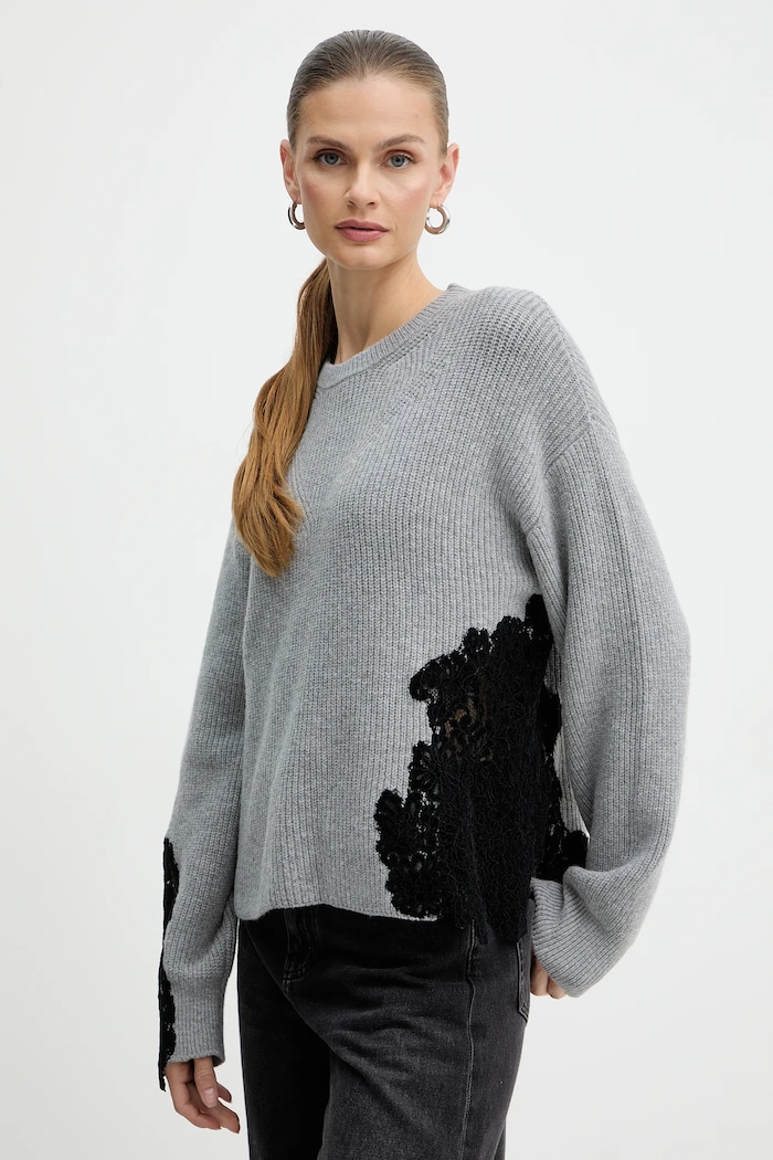 Pulover z dodatkom volne Pinko siva 105505.A2R1