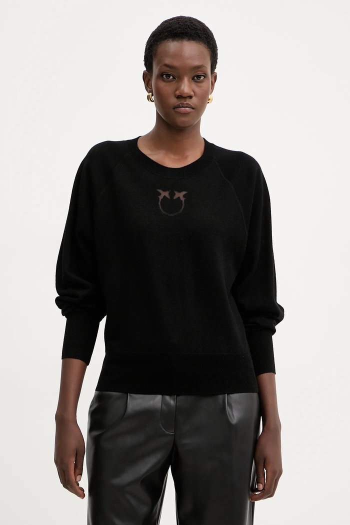 Pinko pulover pentru femei cu lână subtiri negru 105417.A18M