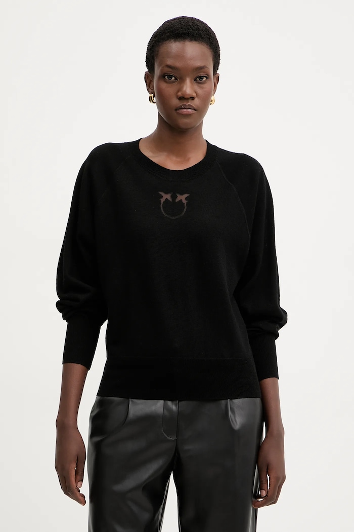 Pinko pulover pentru femei cu lână subtiri negru 105417.A18M
