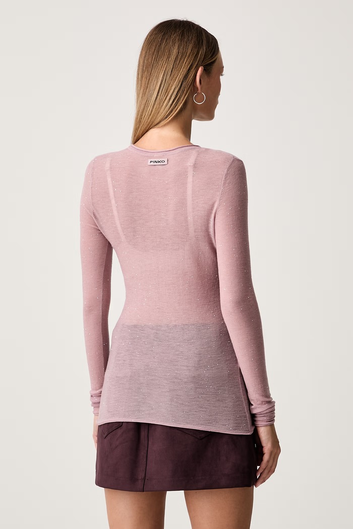 Odzież Pinko Sweter damski z wełną 105398.A2PM różowy