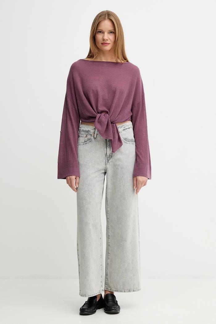 Пуловер с вълна United Colors of Benetton 109PD10E1 виолетов AW25