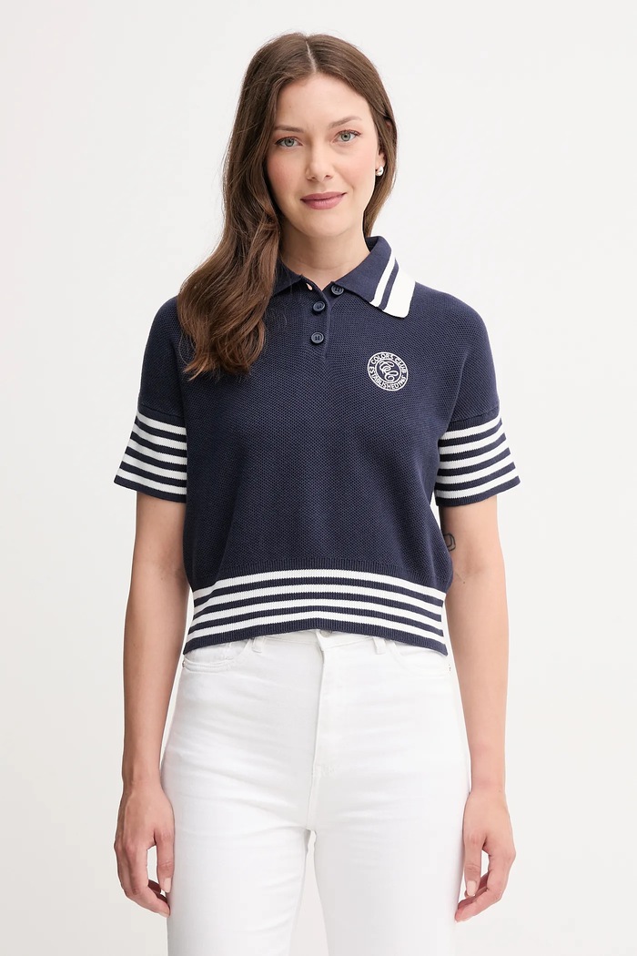 United Colors of Benetton sweter bawełniany wzorzyste granatowy 1294E301D