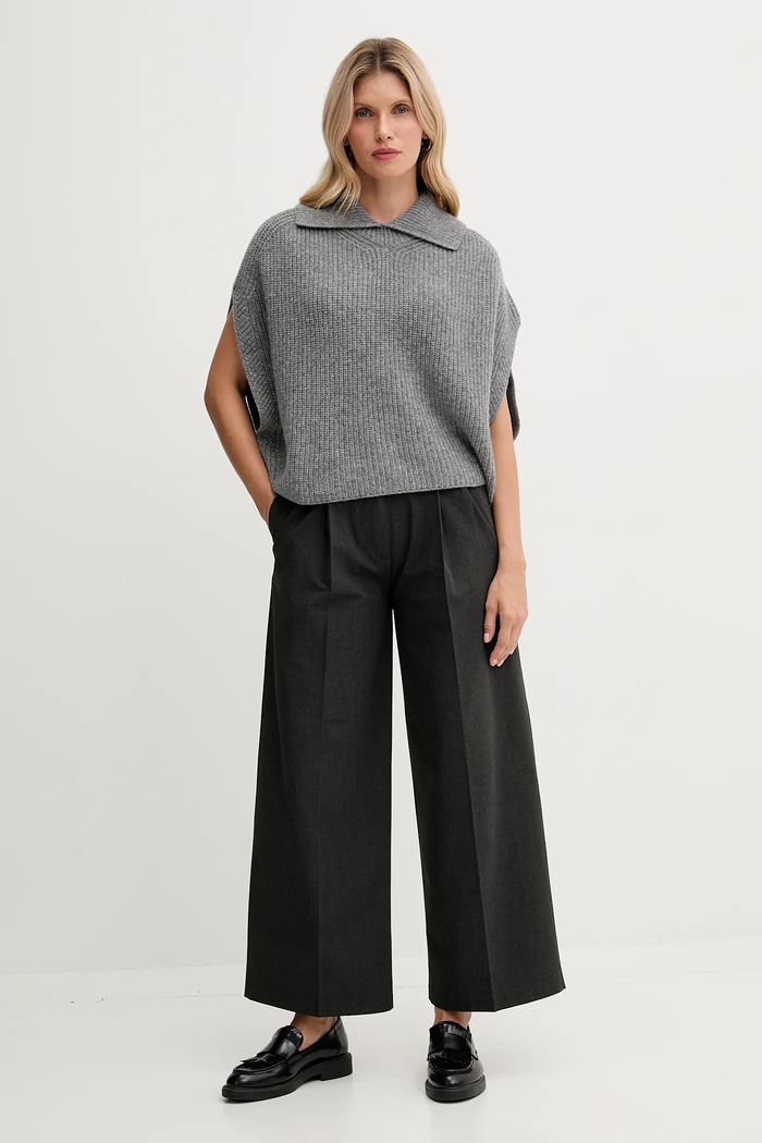 United Colors of Benetton poncho z dodatkiem wełny 1344DU01K szary AW25
