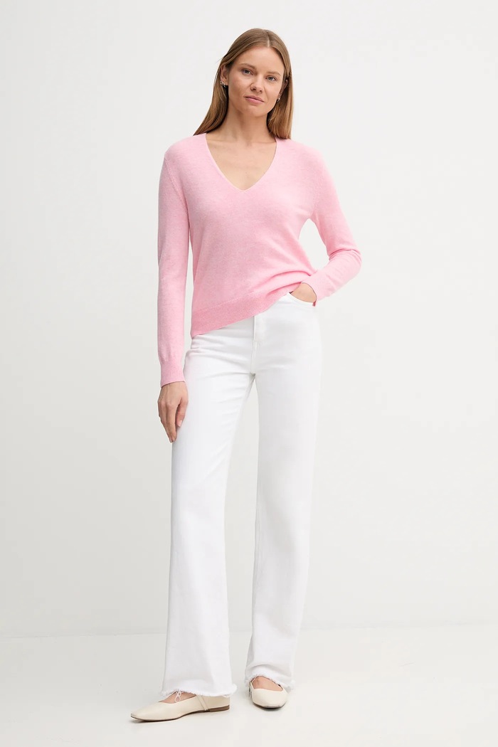 United Colors of Benetton sweter wełniany 1002D401Y różowy AW25
