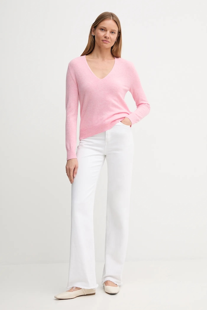United Colors of Benetton sweter wełniany 1002D401Y różowy AW25