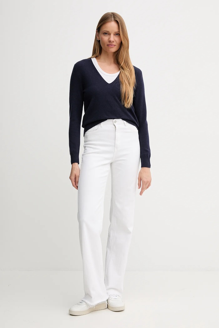 Вълнен пуловер United Colors of Benetton 1002D401Y тъмносин AW25