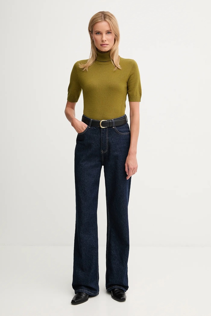 United Colors of Benetton sweter z dodatkiem wełny dziecięcy 102HD203X zielony AW25