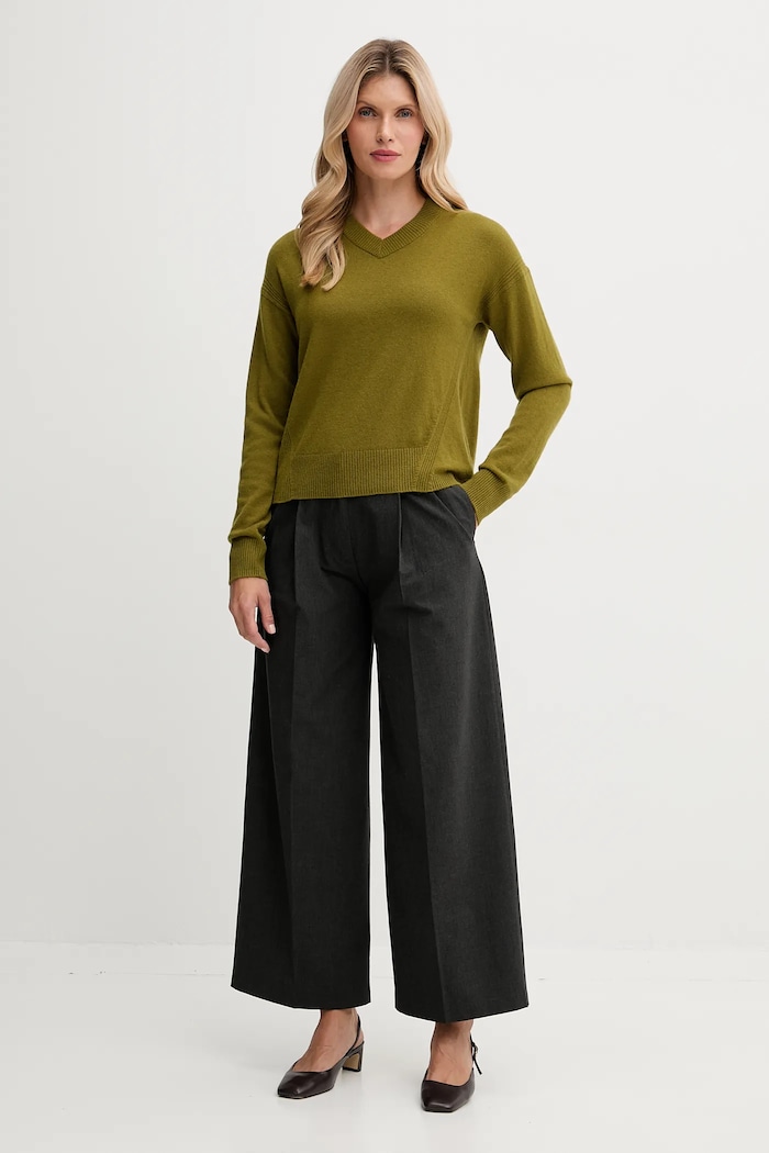United Colors of Benetton sweter z dodatkiem wełny 102HD4032 zielony AW25