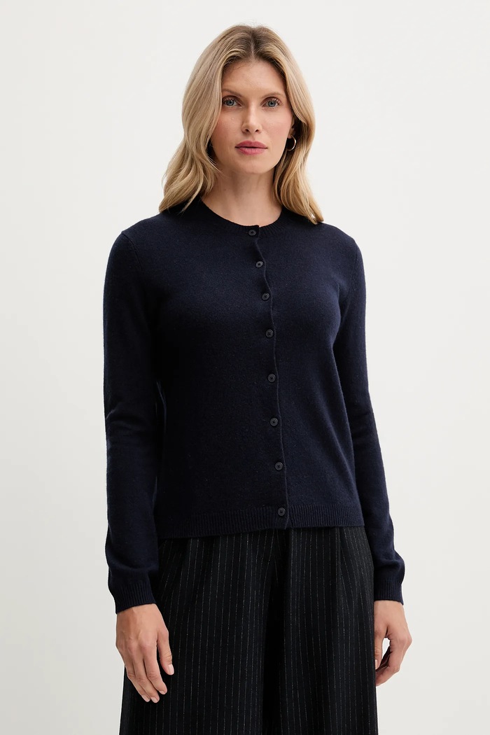 United Colors of Benetton kardigan z dodatkiem wełny cienka granatowy 102HD502B