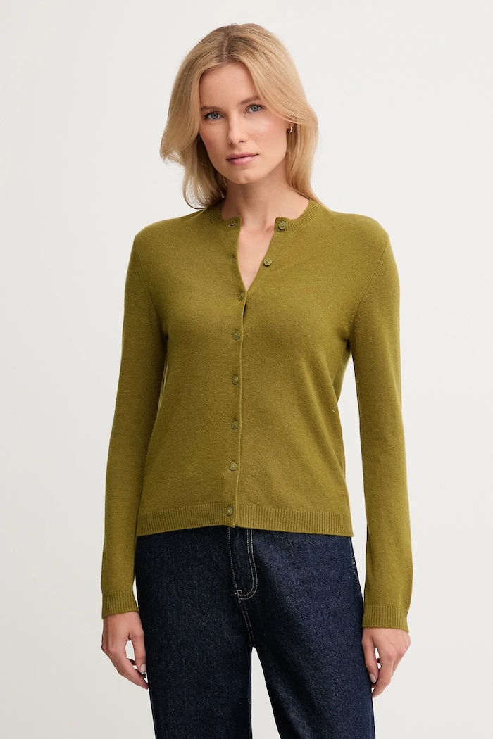 United Colors of Benetton kardigan z dodatkiem wełny cienka zielony 102HD502B