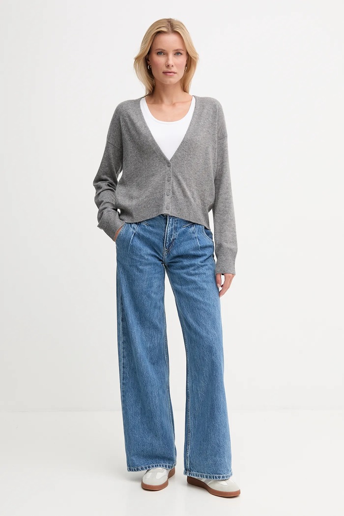 United Colors of Benetton kardigan z dodatkiem wełny 102HD6052 szary AW25