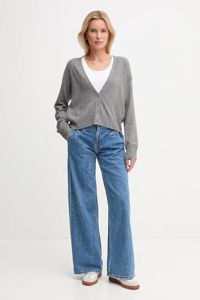 United Colors of Benetton kardigan z dodatkiem wełny 102HD6052 szary AW25