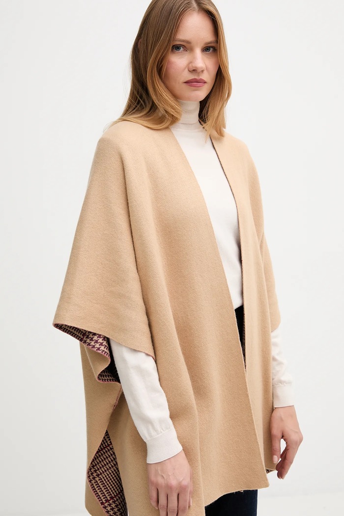 United Colors of Benetton cardigan din lână cu două fețe bej 112HEU01N