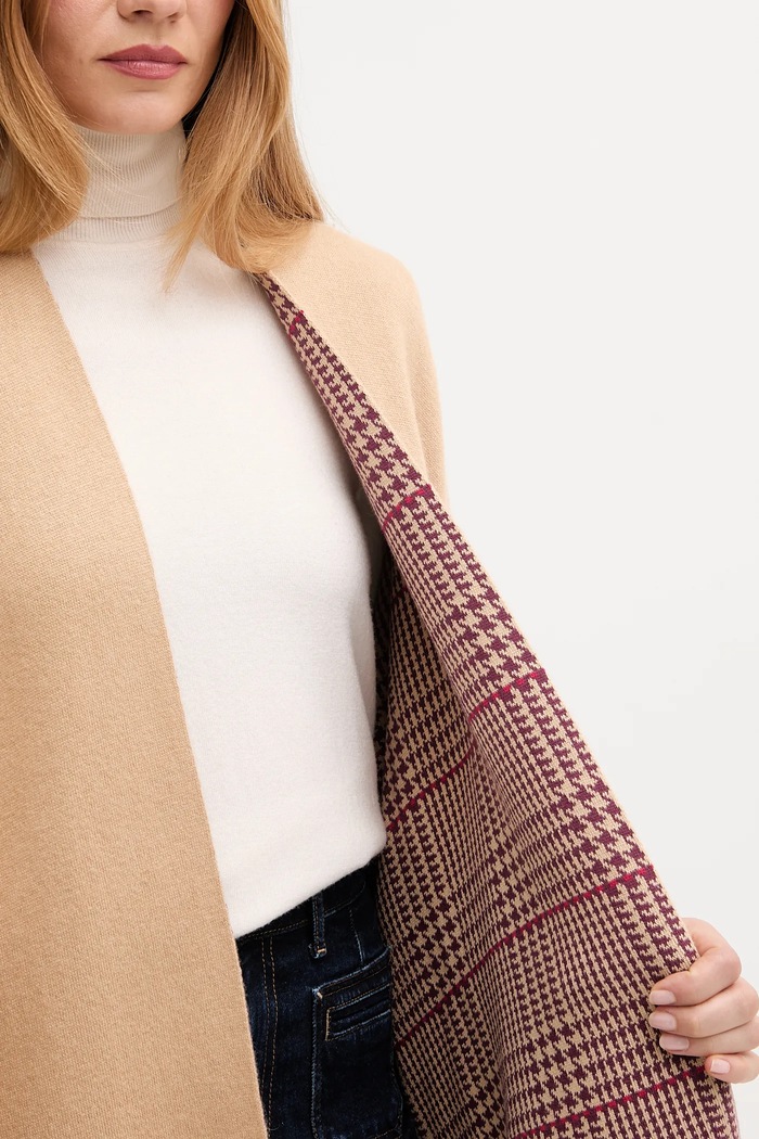 United Colors of Benetton cardigan din lână cu două fețe 112HEU01N bej