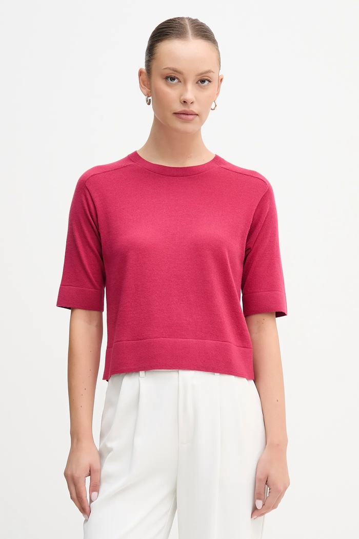 Μάλλινο πουλόβερ United Colors of Benetton μαλλί ροζ 11AHD10E6