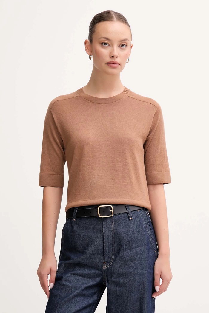 Вовняний светр United Colors of Benetton тонкий коричневий 11AHD10E6
