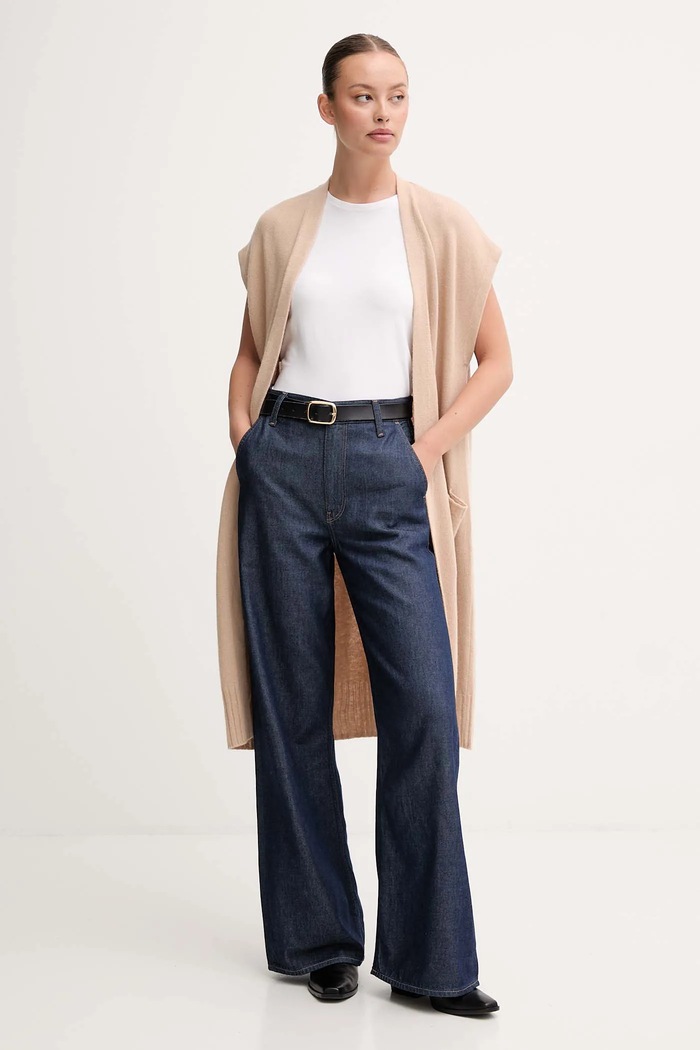 United Colors of Benetton kardigan z dodatkiem wełny 122HD6051 beżowy AW25