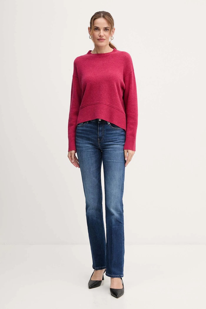 United Colors of Benetton sweter z dodatkiem wełny 1244D10BC różowy AW25