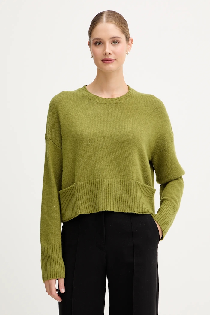 United Colors of Benetton pulover din amestec de lână subtiri verde 126WD10E4
