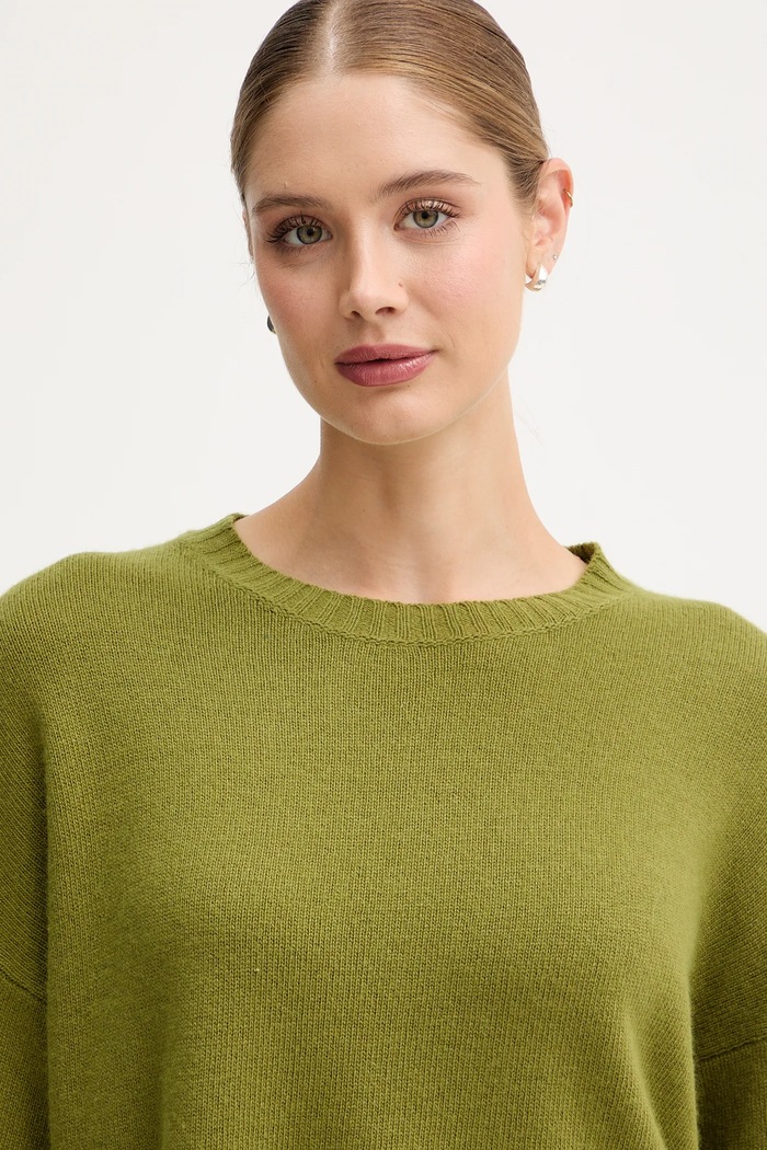 United Colors of Benetton pulover din amestec de lână verde 126WD10E4