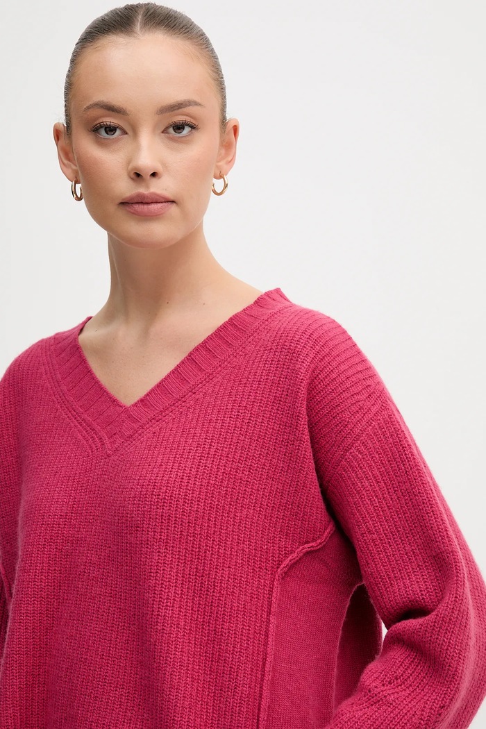 United Colors of Benetton pulover din amestec de lână roz 126WD402Z