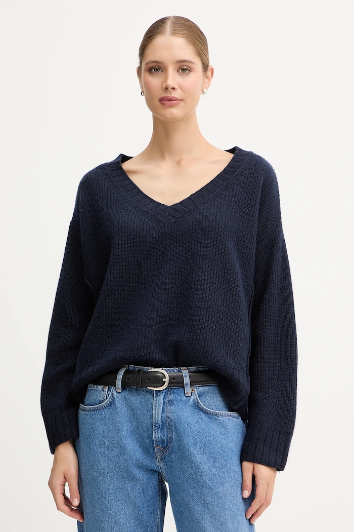 United Colors of Benetton pulover din amestec de lână grosime medie bleumarin 126WD402Z