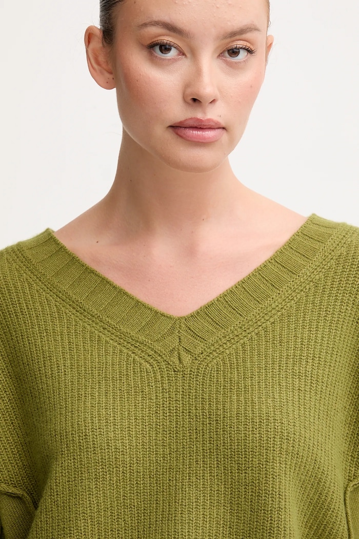 United Colors of Benetton pulover din amestec de lână verde 126WD402Z