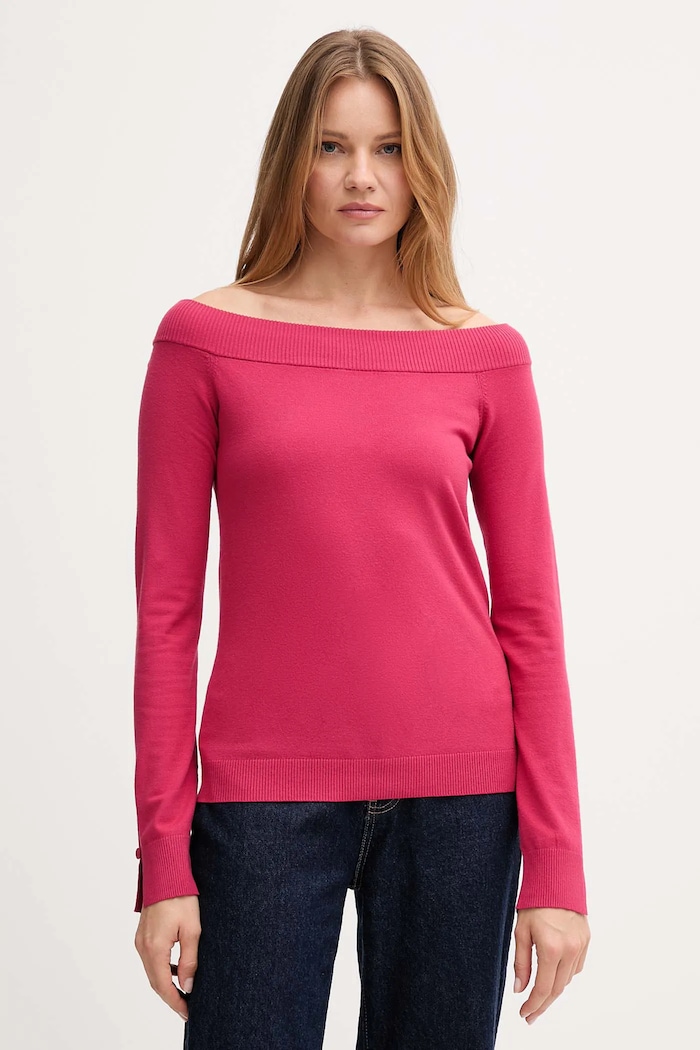Sveter United Colors of Benetton okrúhly ružová 1W2AD10E0