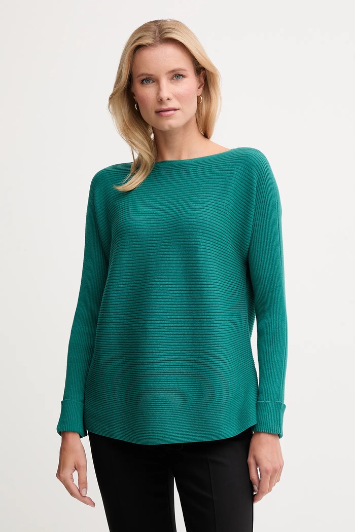 United Colors of Benetton sweter z dodatkiem wełny okrągły turkusowy 1Y6SD10CH