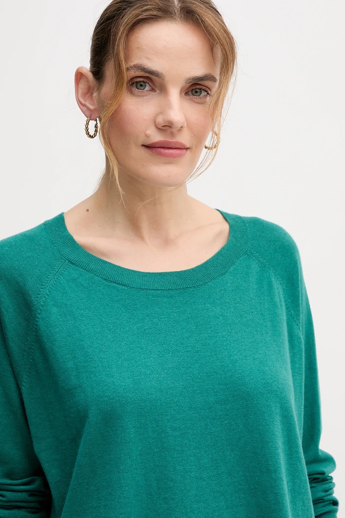 United Colors of Benetton sweter z dodatkiem wełny turkusowy 1Y6SD10EG