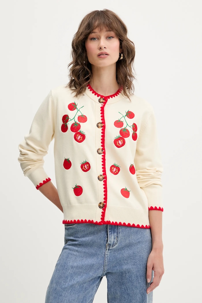 Never Fully Dressed cardigan Tomato grosime medie bej NFDKN697