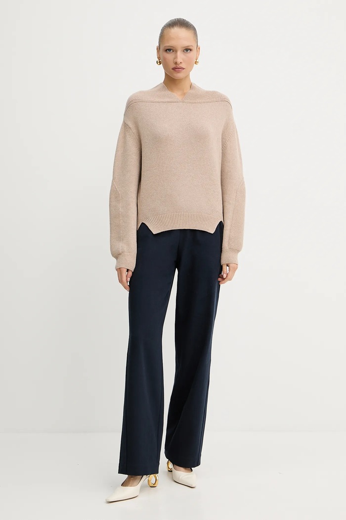 Μάλλινο πουλόβερ Victoria Beckham 1325KJU006421A μπεζ AW25