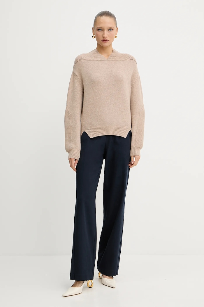 Μάλλινο πουλόβερ Victoria Beckham 1325KJU006421A μπεζ AW25