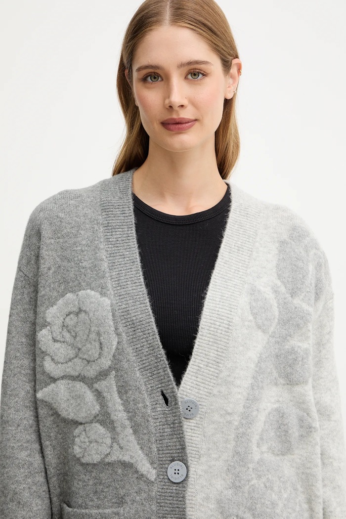 Blugirl Blumarine kardigan z domieszką wełny szary RF5156.MA870