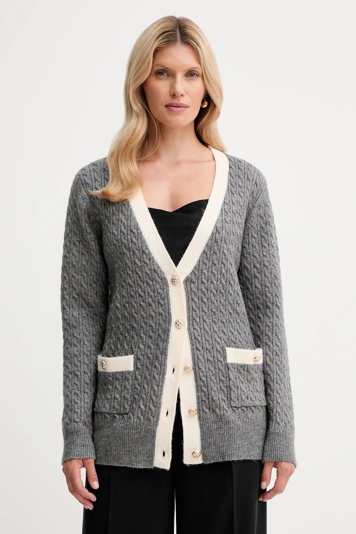 Fracomina cardigan a maglia fine grigio FR25WT8020K55401