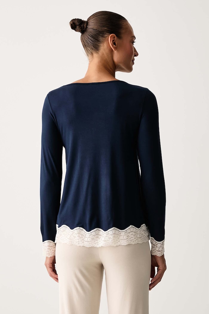 United Colors of Benetton Longsleeve piżamowy damski z wiskozą 3Z123M07X granatowy AW25