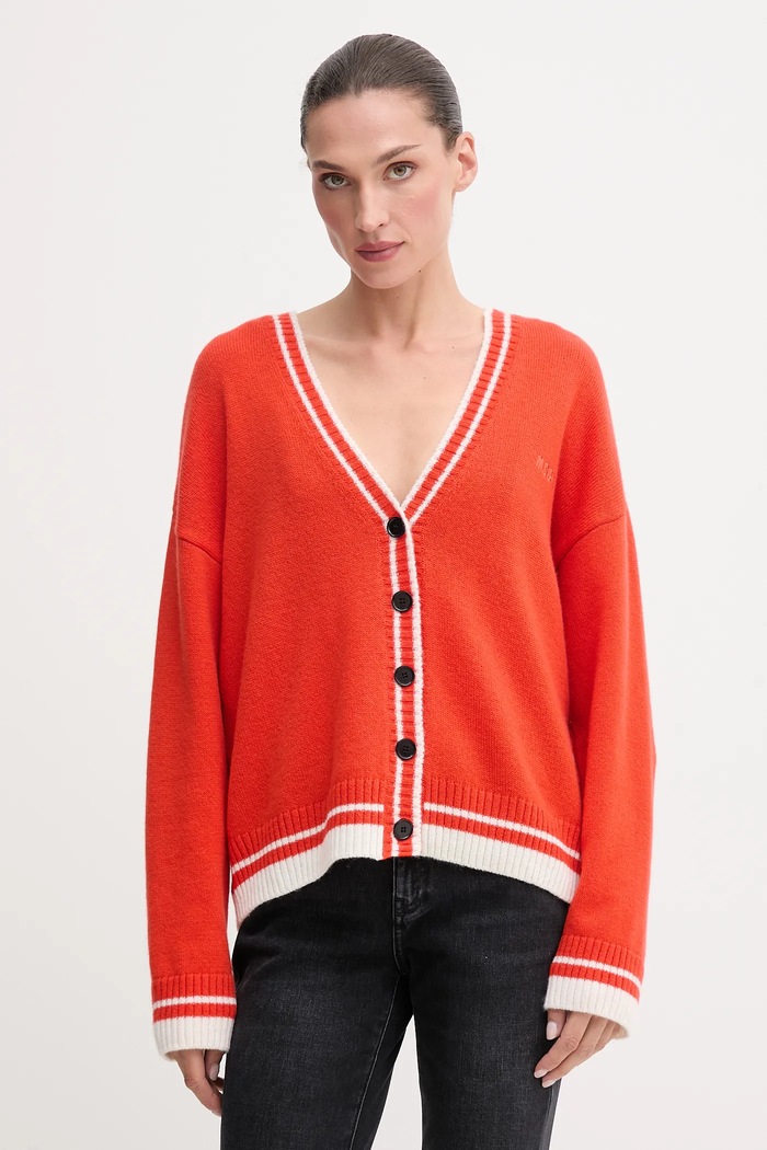 Vlnený kardigán MSGM vlna oranžová 3941MDM218.257785