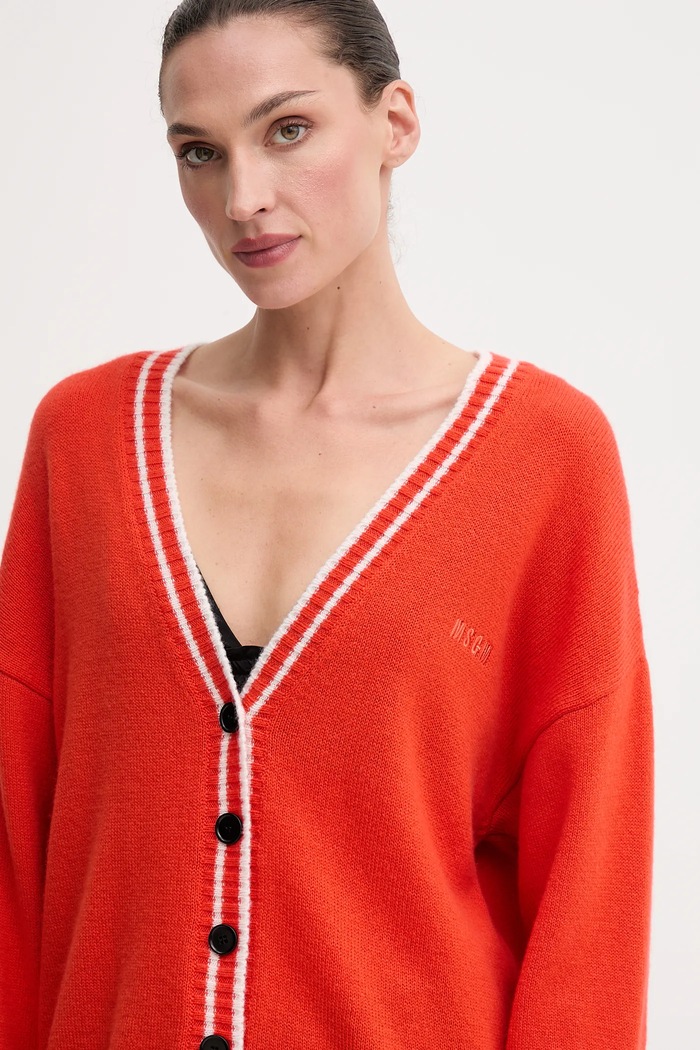 Vlnený kardigán MSGM oranžová 3941MDM218.257785
