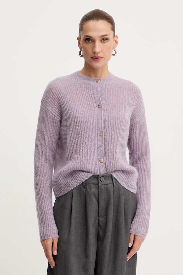 MM by Max Mara kardigan z dodatkiem wełny MEANDRO średniej grubości fioletowy 2526346028600