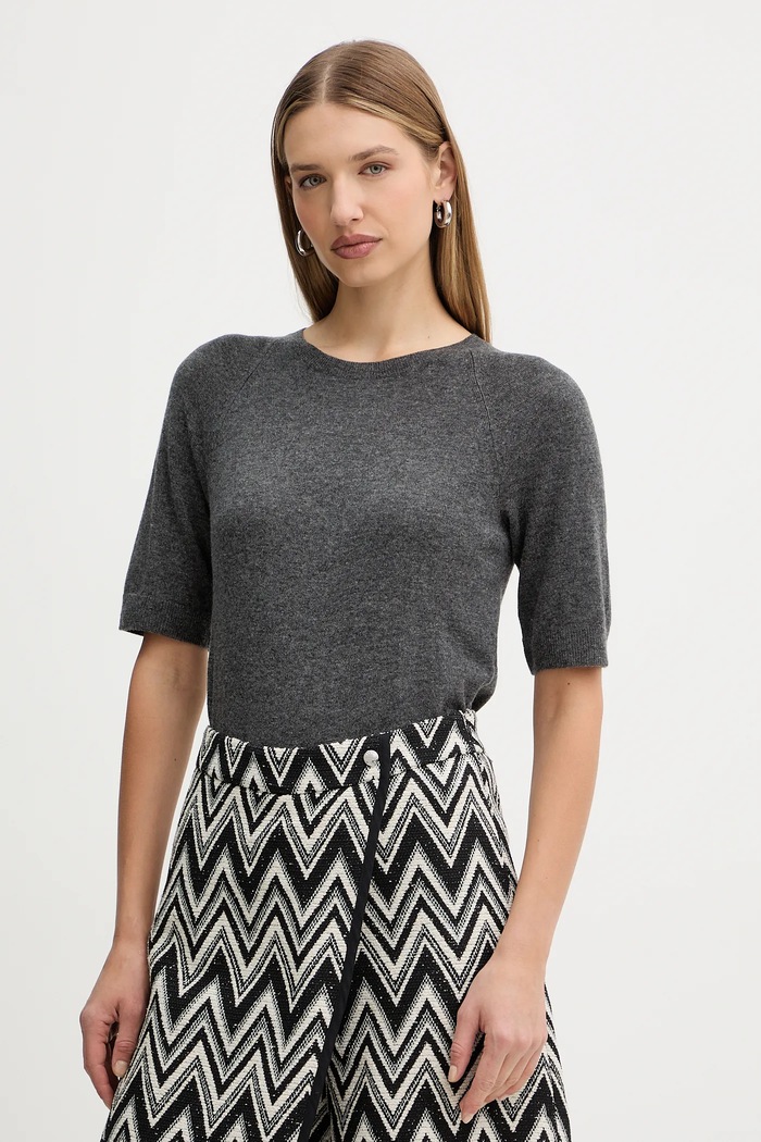 Вълнена тениска MM by Max Mara YEN меланж сив 2526366198600