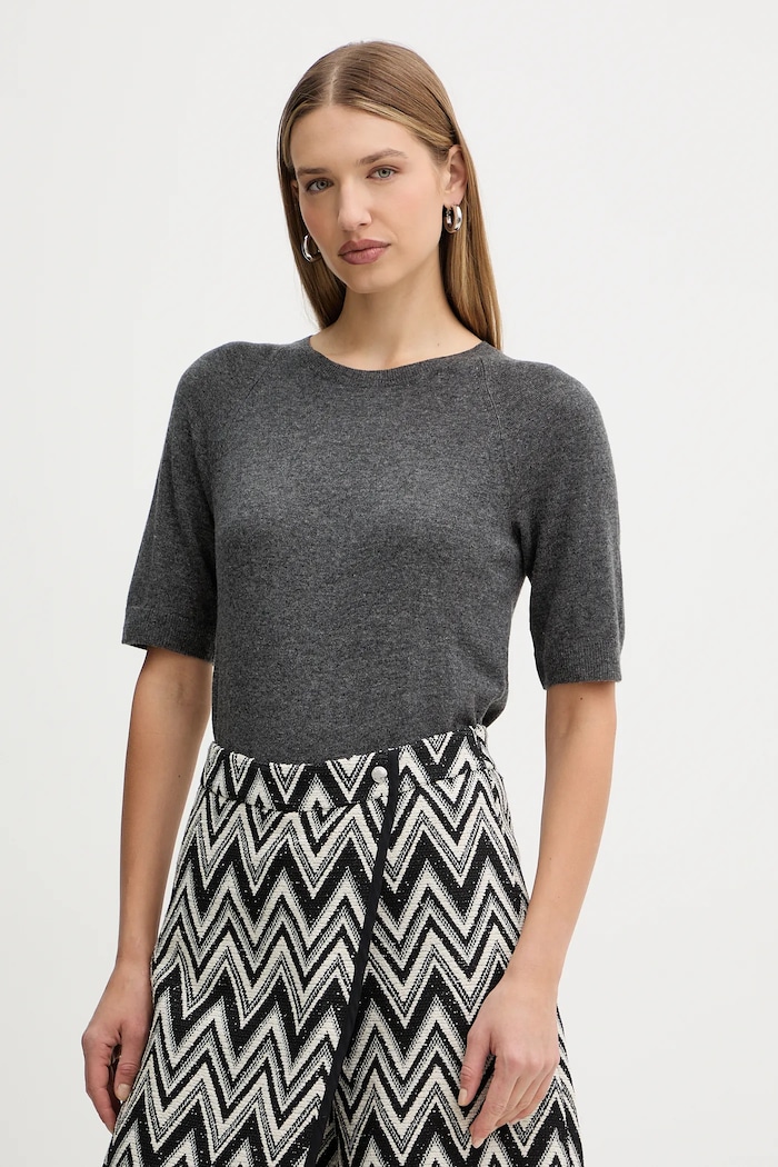 Вълнена тениска MM by Max Mara YEN меланж сив 2526366198600