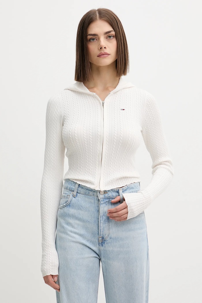 Kardigán Tommy Jeans tenká béžová DW0DW21673